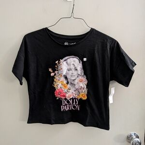 wonder nation Dolly Parton NWT Black Cropped Tee Big Kids Large (10-12) Country